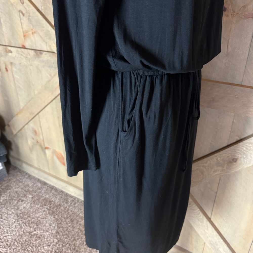 Simier Fariry black long sleeve jersey knit dress with drawstring waist Medium - Picture 7 of 13